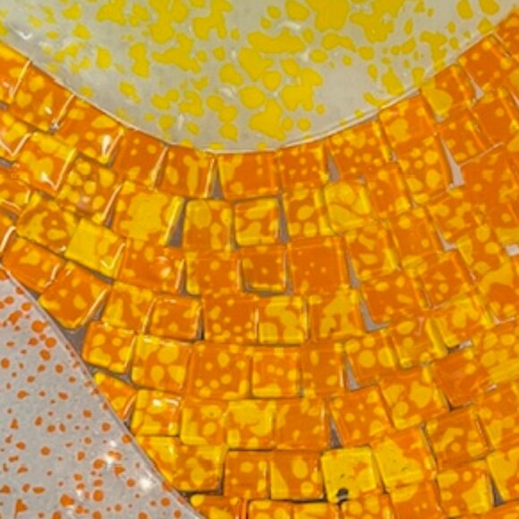 Orange and Yellow Fused Glass Square Plate Serving Dish 8 3/4" - Picture 4 of 5
